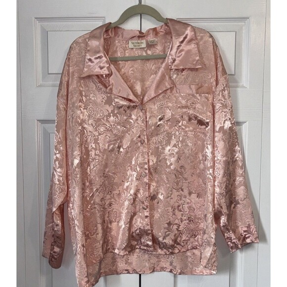 Victoria's Secret Gold Label Satin Sleep Shirt - Petal Pink, size L - Y2K VS - Picture 1 of 5